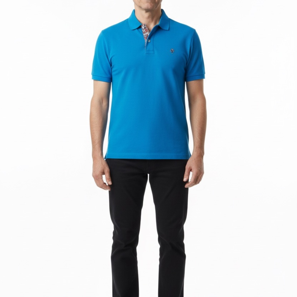 Robert Graham Classic Fit Short Sleeve Pullover Men's M Blue Golf Polo Shirt
